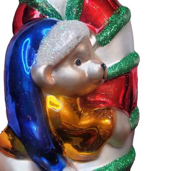 Vintage Blown Glass By Peschka  Puppy With Stocking 7" Christmas Ornament - Picture 3 of 4